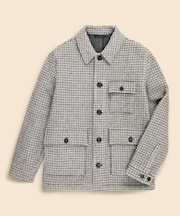 ウール／ポリエステル　ダブルフェイス　ガンクラブチェック　ウォーキングコート