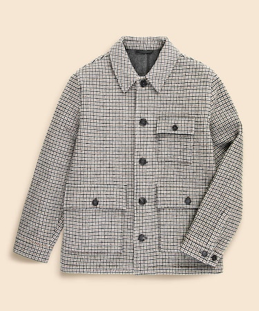 ウール/ポリエステル ダブルフェイス ガンクラブチェック ウォーキングコート