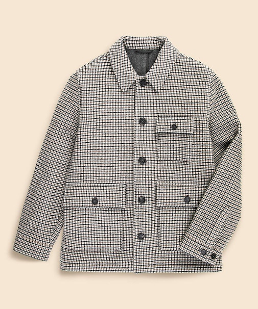 ウール/ポリエステル ダブルフェイス ガンクラブチェック ウォーキングコート