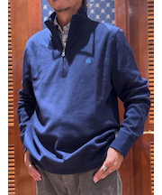 コットン　フレンチリブ　GFロゴ　ハーフジップ　モックネックプルオーバー