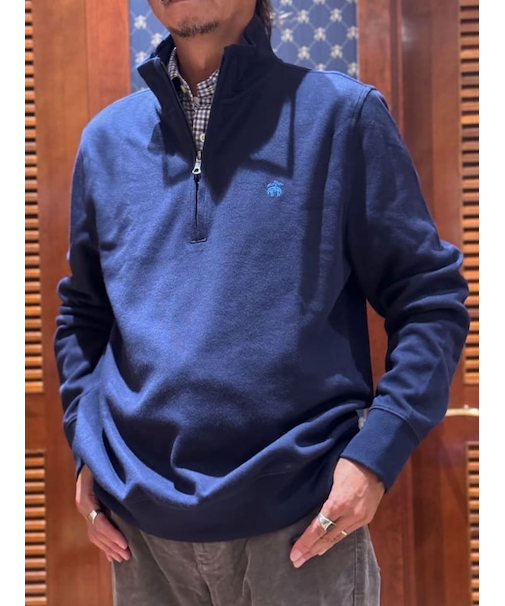 コットン　フレンチリブ　GFロゴ　ハーフジップ　モックネックプルオーバー