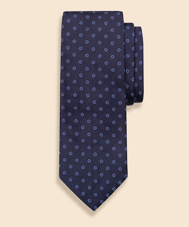 シルク　スモールフラワー　ジャカードタイ