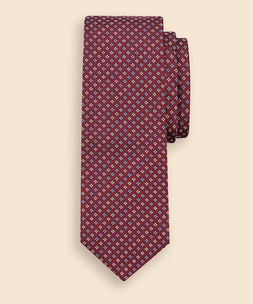 シルク／コットン　ミニフラワー　ジャカードタイ