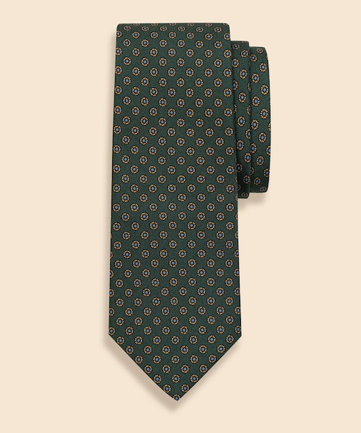 シルク　フラワーモチーフ　プリントタイ