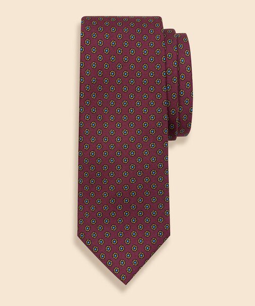 シルク　フラワーモチーフ　プリントタイ