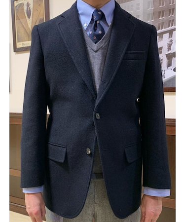 ハリスツイード ヘリンボーン 段返り3釦サックジャケット Traditional