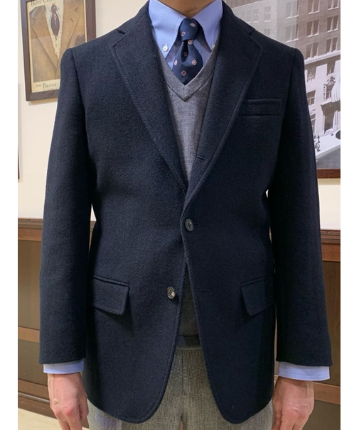 ハリスツイード ヘリンボーン 段返り3釦サックジャケット Traditional