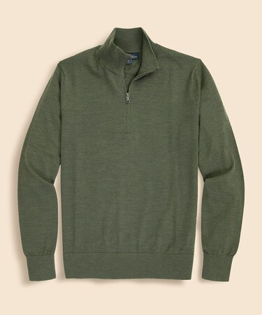 メリノウール ハーフジップ モックネックセーター