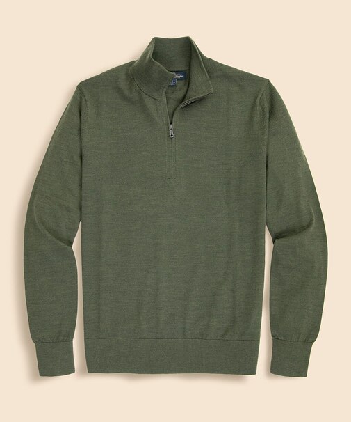 メリノウール ハーフジップ モックネックセーター