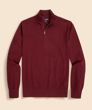 メリノウール ハーフジップ モックネックセーター