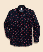 コットン　21-Waleコーデュロイ　フェザントプリント　カジュアルシャツ　Regular Fit