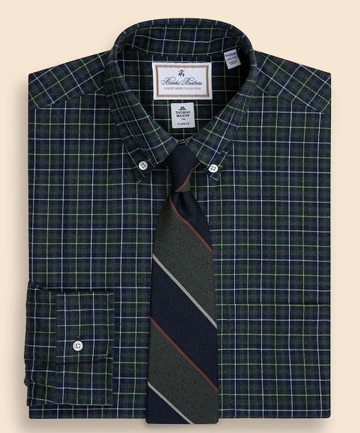 ラグジュアリー　ブラッシュドコットン　チェック　ドレスシャツ　Regular Fit