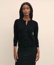 メリノウール　クルーネックカーディガン