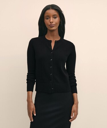 メリノウール　クルーネックカーディガン