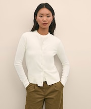 メリノウール　クルーネックカーディガン