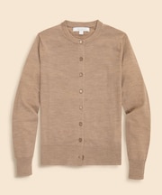 メリノウール　クルーネックカーディガン