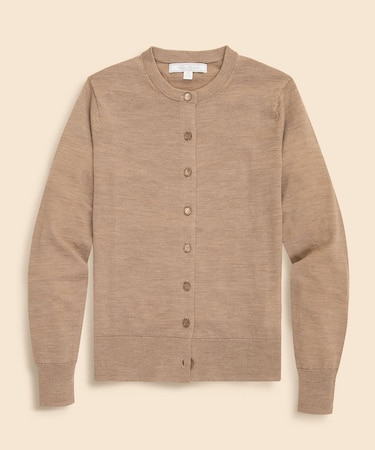 メリノウール　クルーネックカーディガン