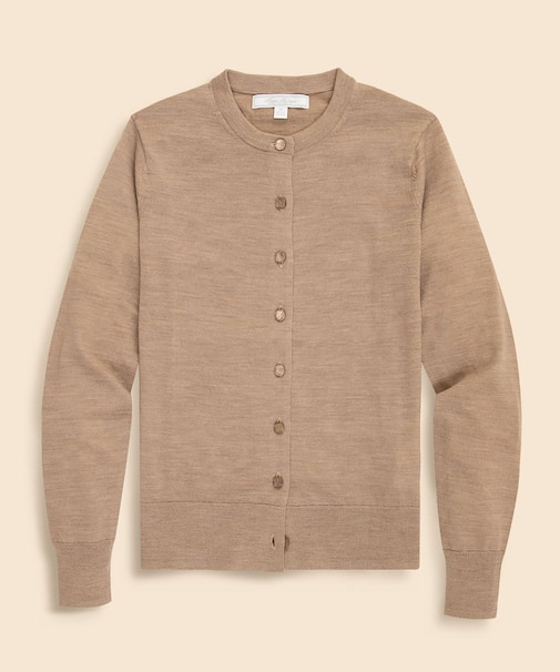 メリノウール　クルーネックカーディガン