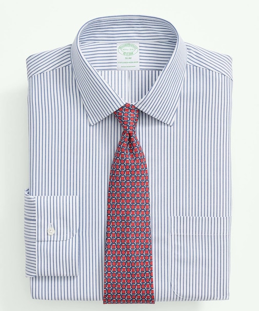Brooks Brothers Explorer コットンブレンド ストライプ ドレスシャツ Slim Fit