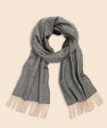 カシミヤ　ヘリンボーン　リバーシブル　マフラー