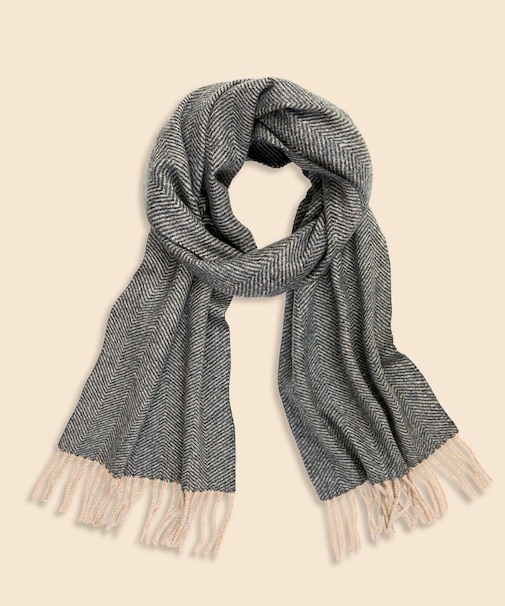 カシミヤ　ヘリンボーン　リバーシブル　マフラー