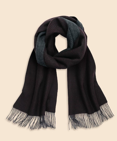 カシミヤ　グレンプラッド／ヘリンボーン　ダブルフェイス　マフラー