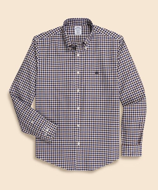 ラグジュアリー　コットンツイル　GFロゴ　チェック　カジュアルシャツ　Regular Fit