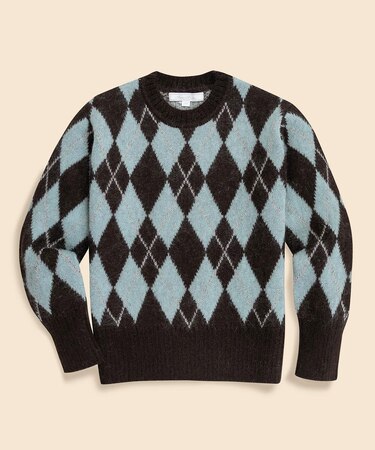 キッドモヘアブレンド チョコミントアーガイル クルーネックセーター