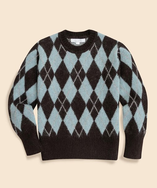 キッドモヘアブレンド チョコミントアーガイル クルーネックセーター