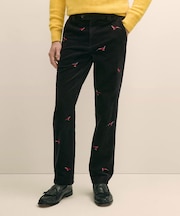 コットン　8-Waleコーデュロイ　フェザントエンブロイダリー　プレーンフロントパンツ　slim