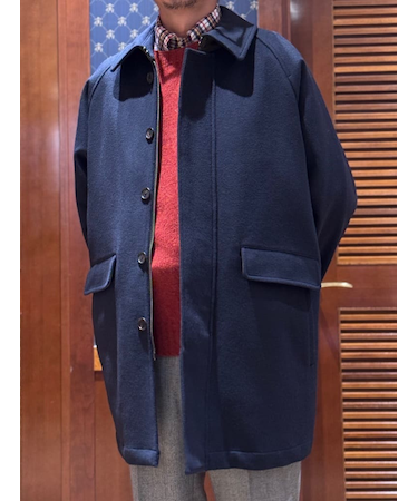 ウール／カシミヤ　ラグランスリーブ　ウォーキングコート