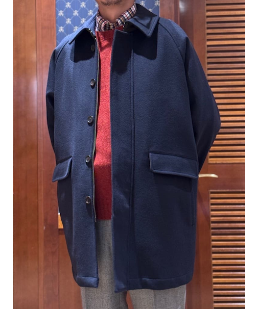 ウール／カシミヤ　ラグランスリーブ　ウォーキングコート