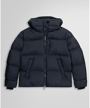 ポリエステル　フーデッド　ショートパッファーコート