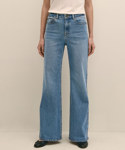 ストレッチコットン フレアレッグ デニムパンツ