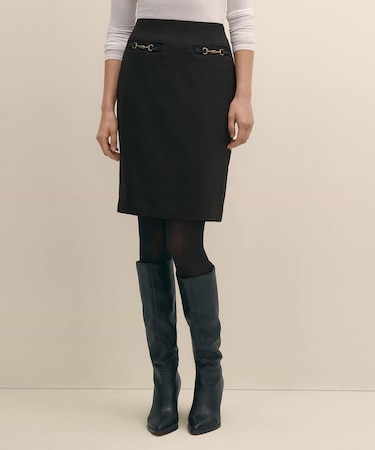 ポリエステル／ウール　ホースビット　ペンシルスカート