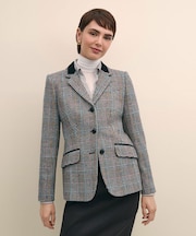 ウール　マルチカラーチェック　３ボタンライディングジャケット