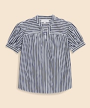 スーピマコットンポプリン　ストライプ　ショートスリーブシャツ