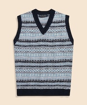 コットン／リネン　フェアアイル　Vネックベスト　Made in U.K