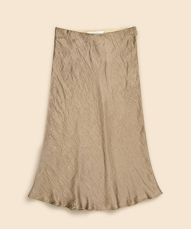 ビスコースレーヨン シャイニーゴールド ミモレスカート