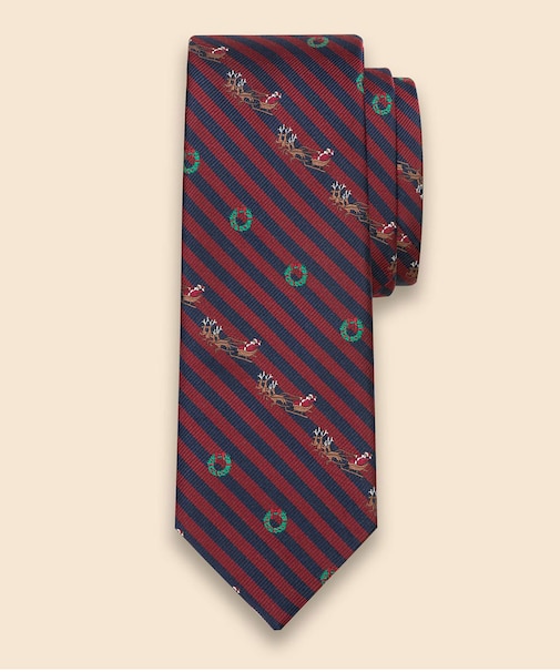 シルク　クリスマスジョッキー　ストライプタイ　Made in USA