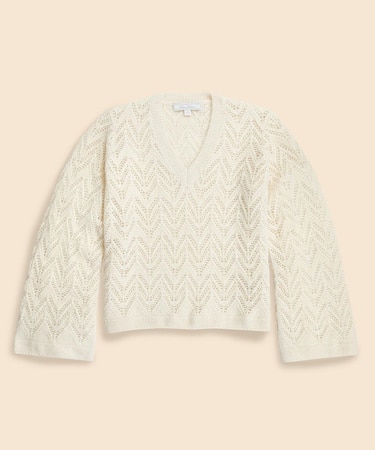 メリノウール/アルパカ ポインテール Vネックセーター