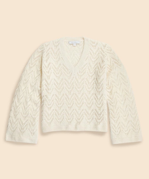 メリノウール/アルパカ ポインテール Vネックセーター