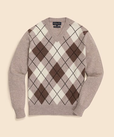 ウール　アーガイル　Vネックセーター　Made in UK