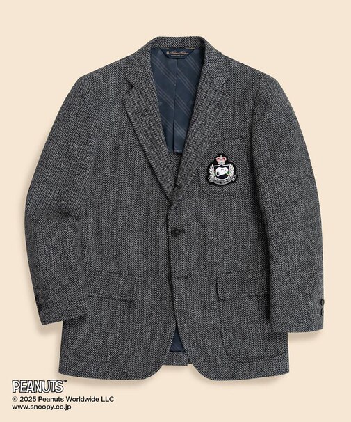 Brooks Brothers × PEANUTS ハリスツイード スヌーピーエンブレム 3釦段返りジャケット Traditional