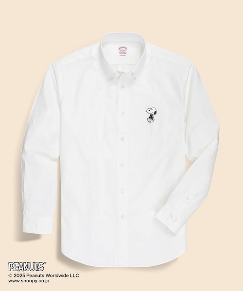 Brooks Brothers スヌーピー刺繍 白シャツ　新品 Brooks Brothers × PEANUTS スーピマコットン スヌーピーエンブロイ