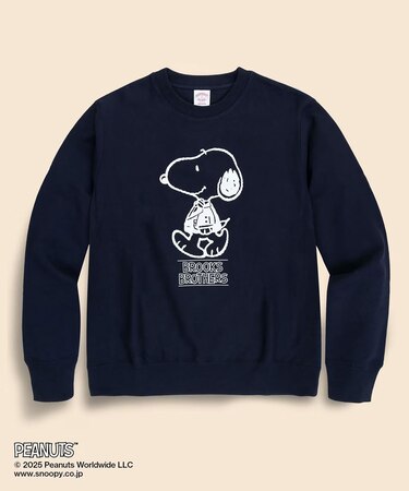 Brooks Brothers × PEANUTS　コットンフレンチテリー　スヌーピープリント　スウェットシャツ