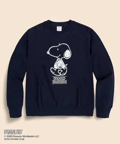 Brooks Brothers × PEANUTS　コットンフレンチテリー　スヌーピープリント　スウェットシャツ