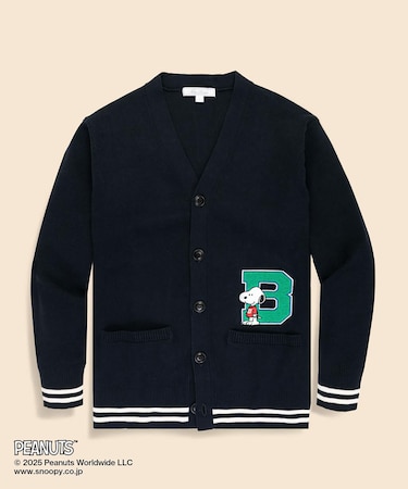 Brooks Brothers × PEANUTS　コットン　スヌーピーワッペン　レタードカーディガン