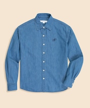 【Double B Collection】 コットン　ライトウェイトデニム　BBロゴ　オーバーサイズシャツ