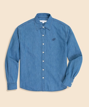 【Double B Collection】 コットン　ライトウェイトデニム　BBロゴ　オーバーサイズシャツ